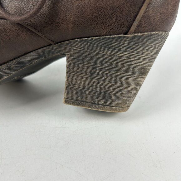 Rocket Dog Boots Womens 8 Ankle Booties Brown Leather Lace Up Block Heels - Picture 8 of 16